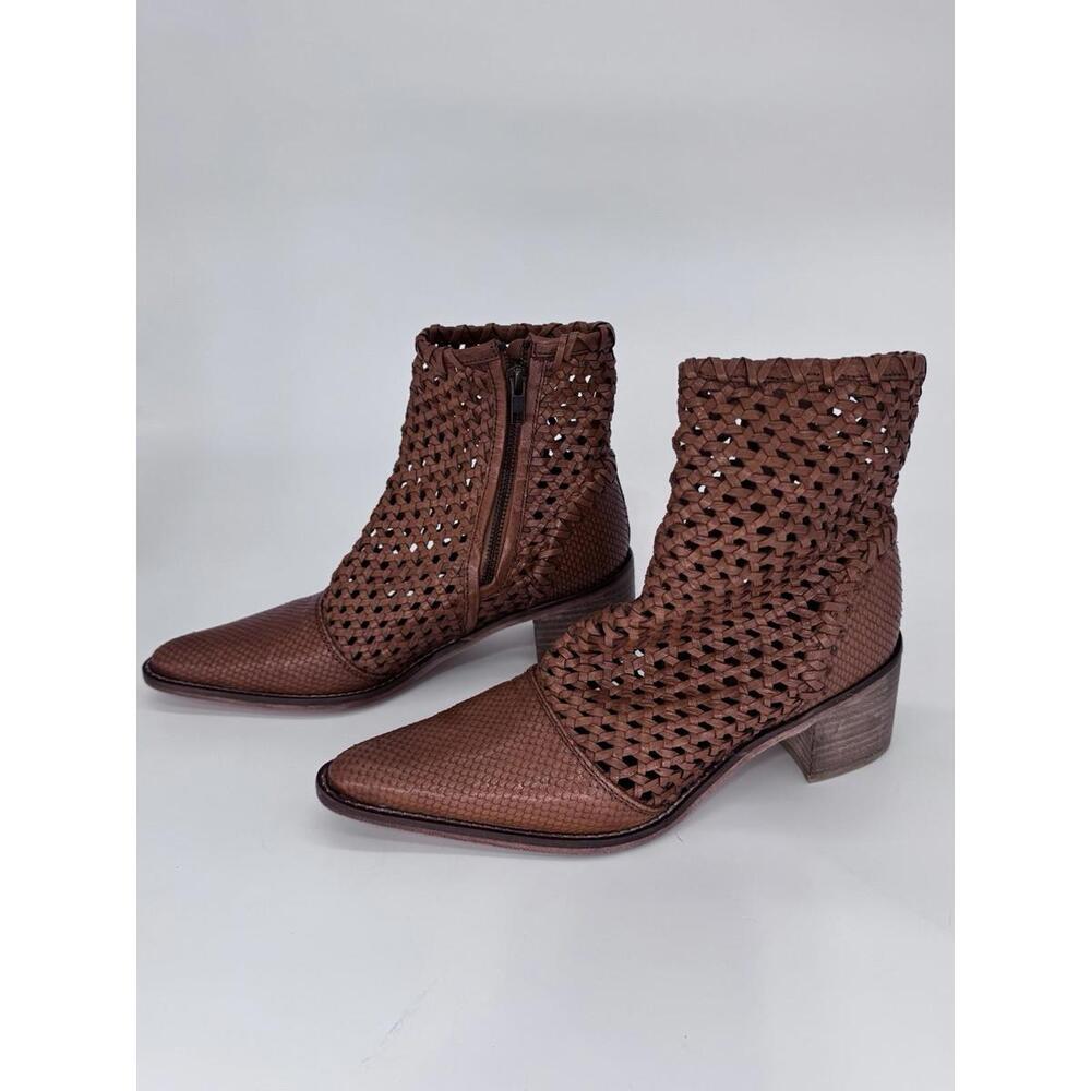 FreePeople In The Loop Woven Women US 9 Eur 39 Tan Leather Boots